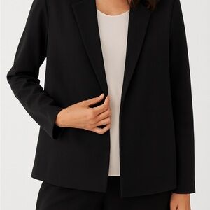 Eileen Fisher Washable Tencel blend, Flex Ponte Notch Collar Blazer Black Size L